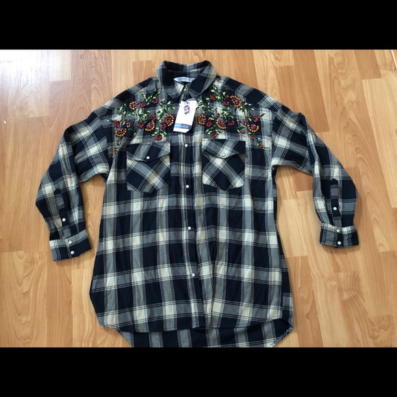 ZARA Embellished Long Sleeve Plaid Long Top Sz S - Picture 2 of 8